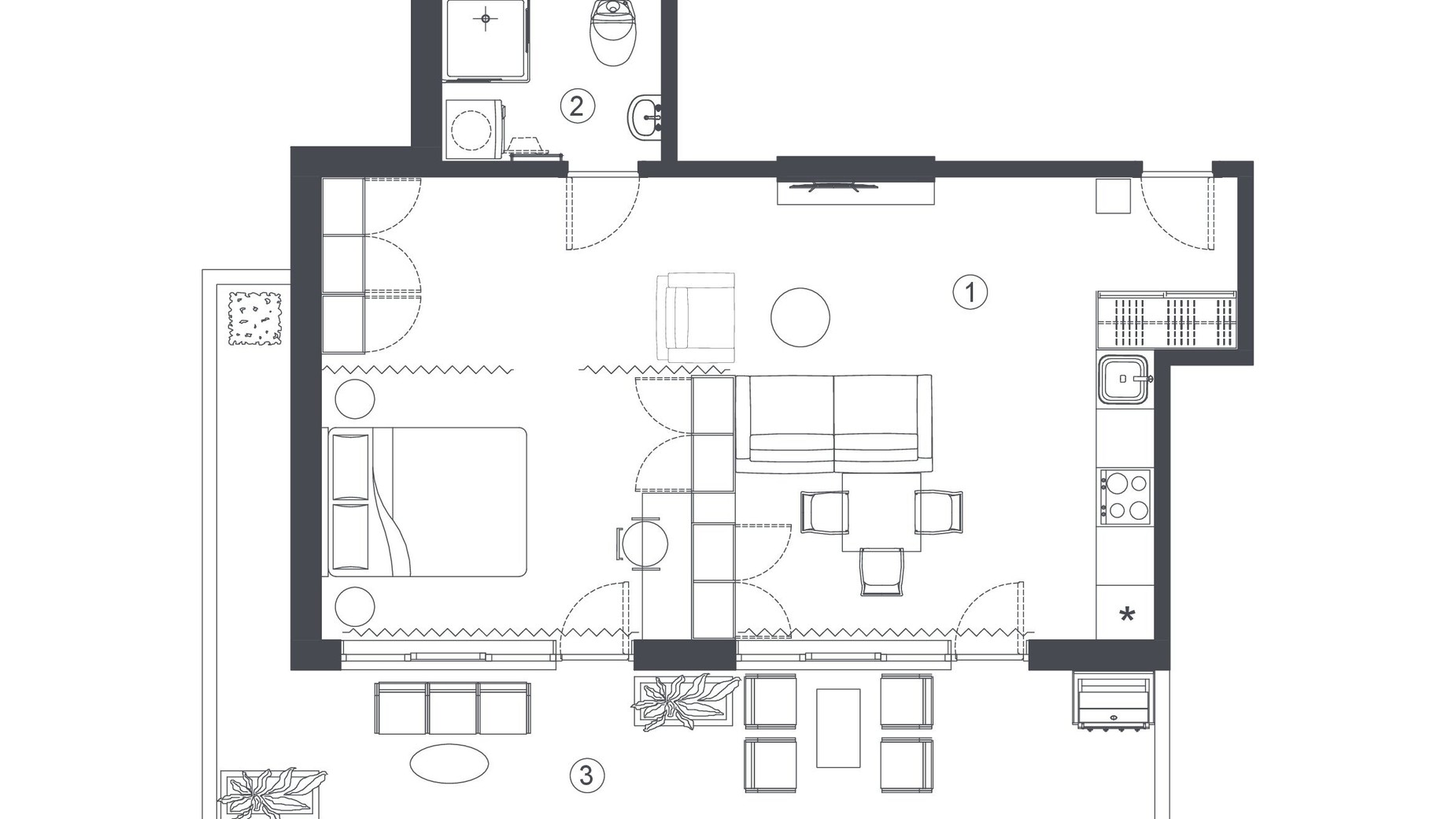 Планування 2-кімнатної квартири в Клубний будинок L14. Home in Pechersk 53.7 м², фото 606740