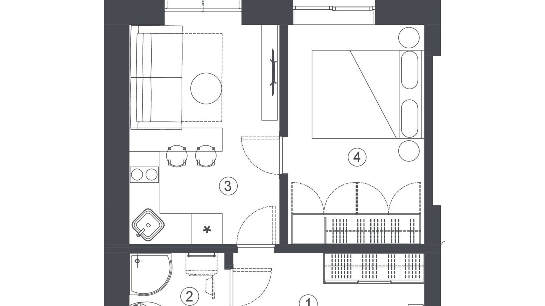 Планировка 2-комнатной квартиры в Клубный дом L14. Home in Pechersk 33.6 м², фото 606743