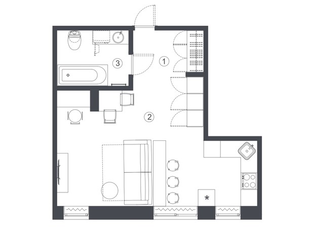 Клубный дом L14. Home in Pechersk: планировка 1-комнатной квартиры 37.6 м²