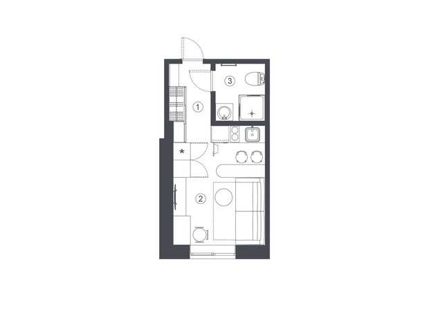 Клубный дом L14. Home in Pechersk: планировка 1-комнатной квартиры 19.5 м²