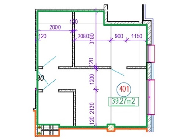 КД AcademHoff: планировка 2-комнатной квартиры 65.5 м²