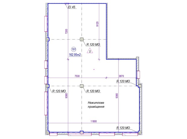 КД AcademHoff: планировка 3-комнатной квартиры 40.52 м²