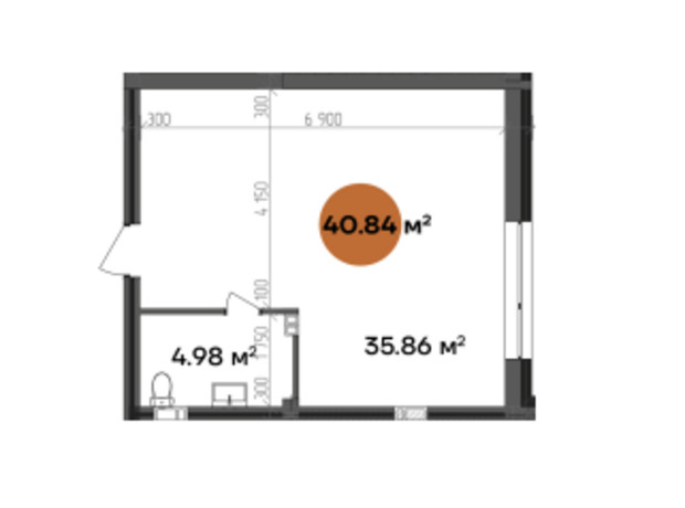 МФК Shevchenka: планировка помощения 40.84 м²