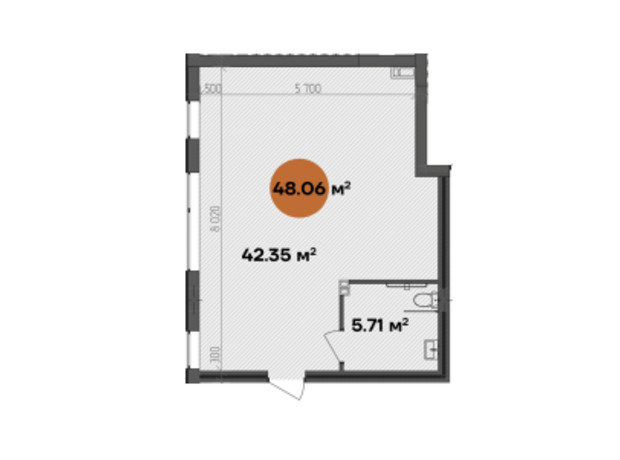 МФК Shevchenka: планировка помощения 48.06 м²