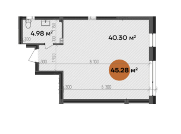 МФК Shevchenka: планировка помощения 45.28 м²