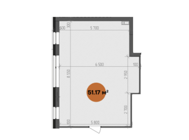 МФК Shevchenka: планировка помощения 51.17 м²