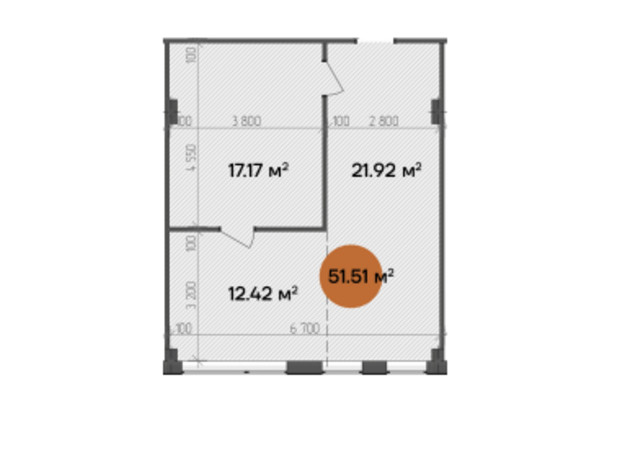 МФК Shevchenka: планировка помощения 51.51 м²