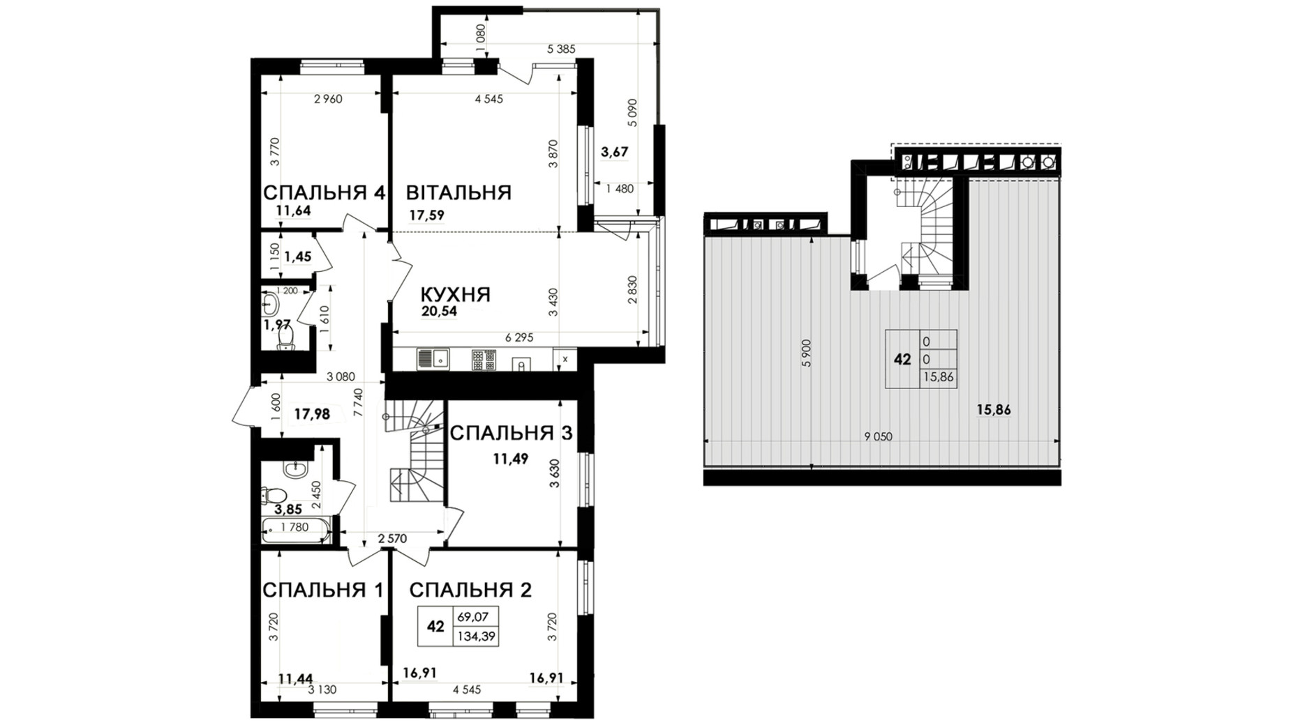 Планировка 4-комнатной квартиры в ЖК Soloway 134.39 м², фото 607300