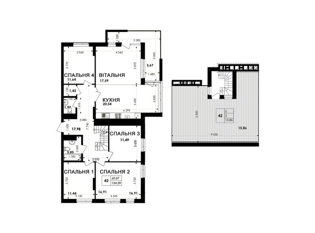 ЖК Soloway: планировка 4-комнатной квартиры 134.39 м²