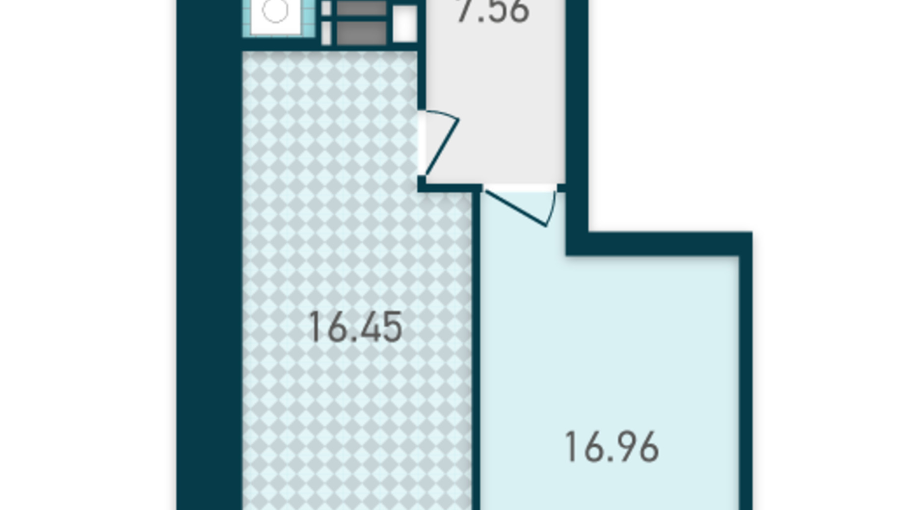 Планування 1-кімнатної квартири в ЖК Genesis 48.65 м², фото 607564