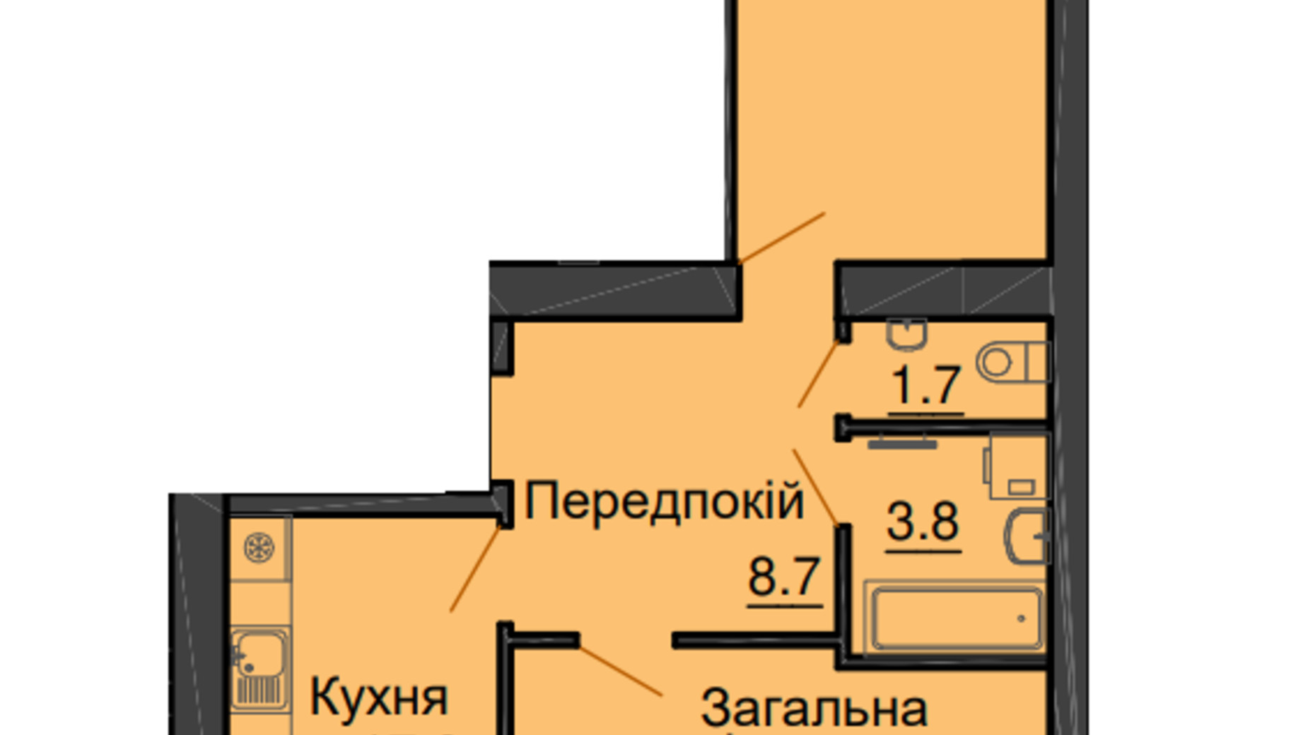 Планировка 2-комнатной квартиры в ЖК Sofia Nova 65.2 м², фото 607602