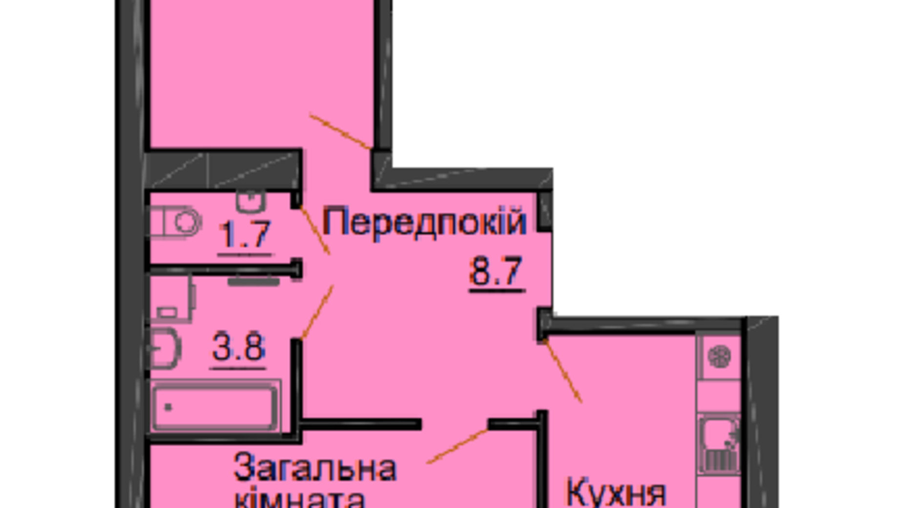 Планировка 2-комнатной квартиры в ЖК Sofia Nova 74.1 м², фото 607603