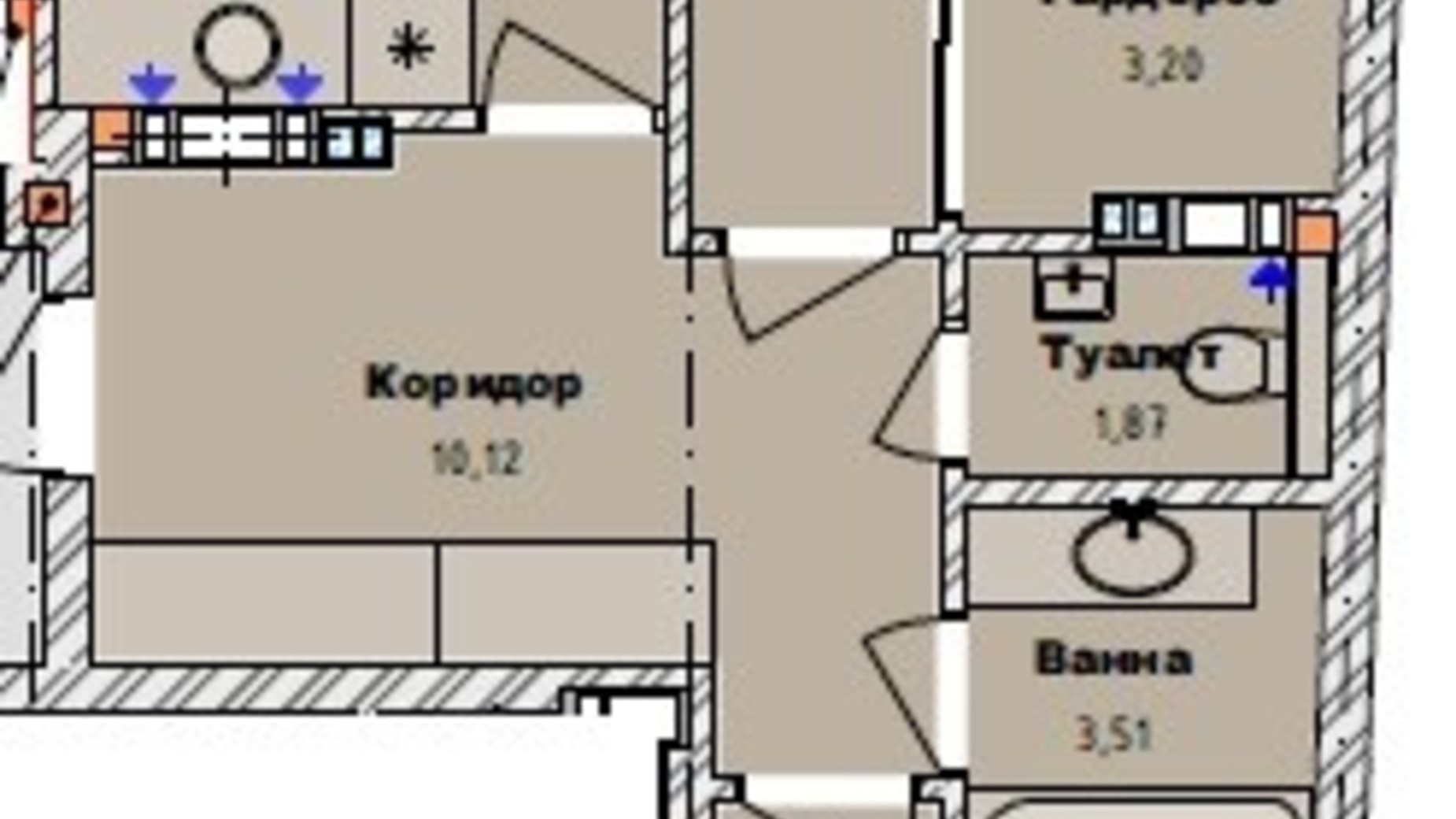 Планування 2-кімнатної квартири в ЖК Art29 67.21 м², фото 607830