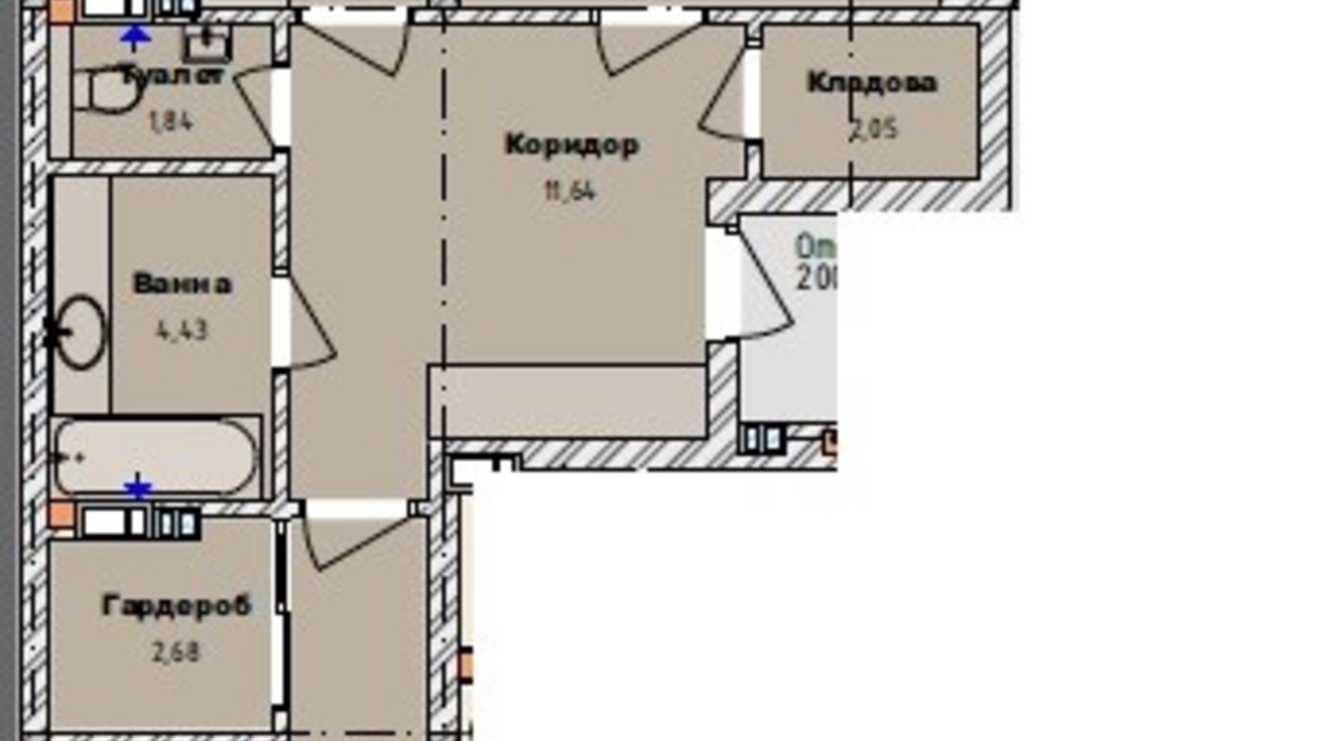 Планування 3-кімнатної квартири в ЖК Art29 79.9 м², фото 607831
