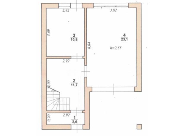 КГ ул. Струмок, 18Г, Д: планировка 1-комнатной квартиры 153 м²