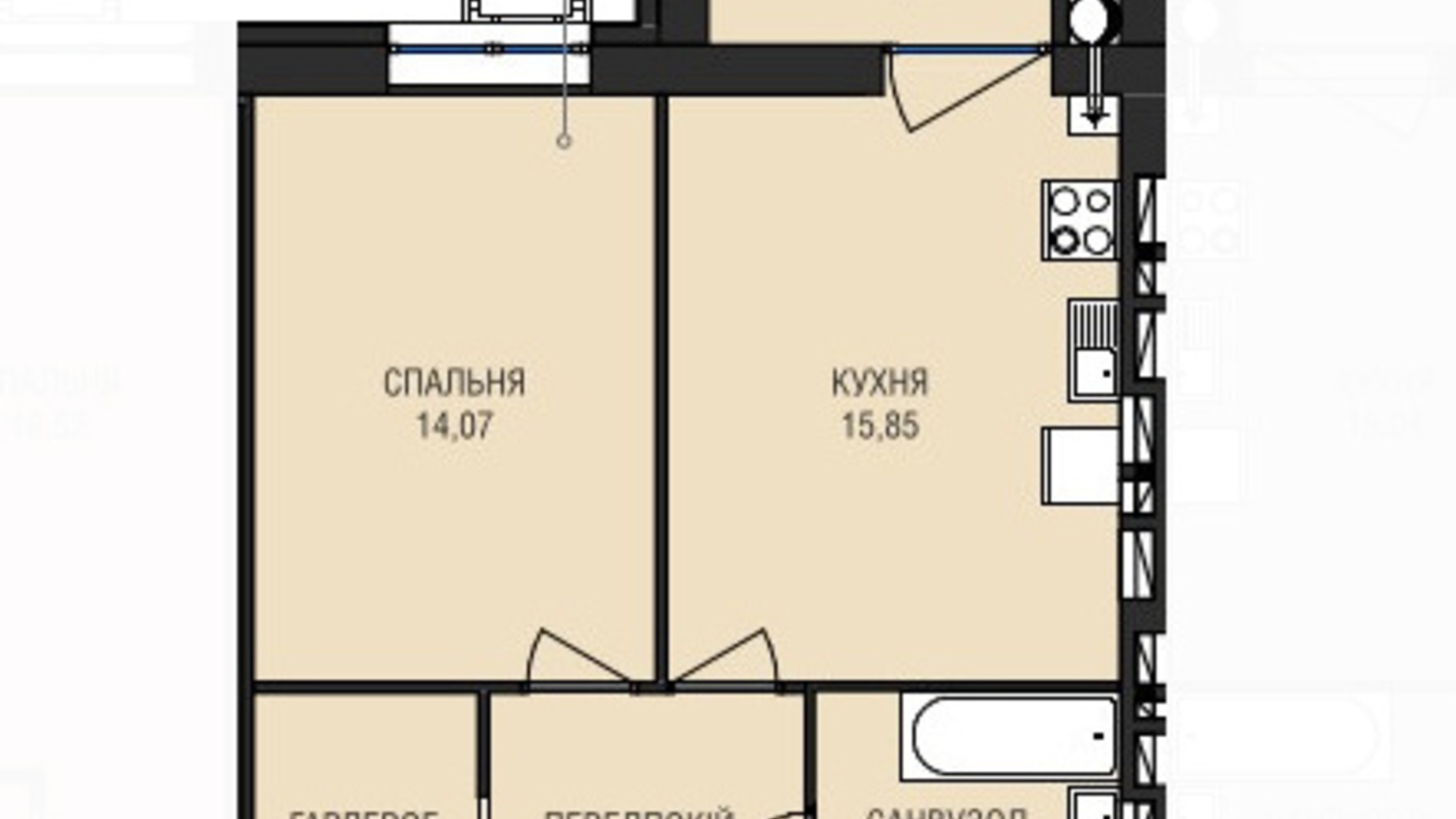 Планировка 2-комнатной квартиры в ЖК Аристократ 78.2 м², фото 607929