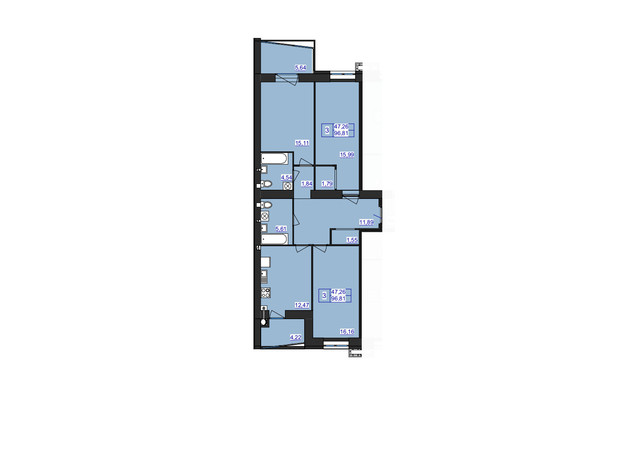 ЖК Аристократ: планировка 2-комнатной квартиры 62.24 м²