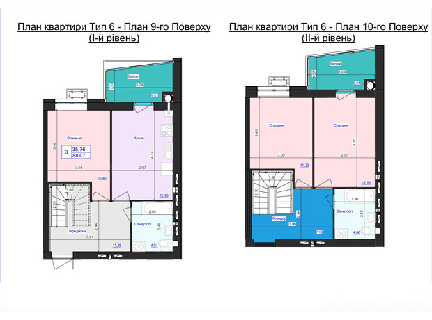 ЖК Аристократ: планування 3-кімнатної квартири 88.07 м²