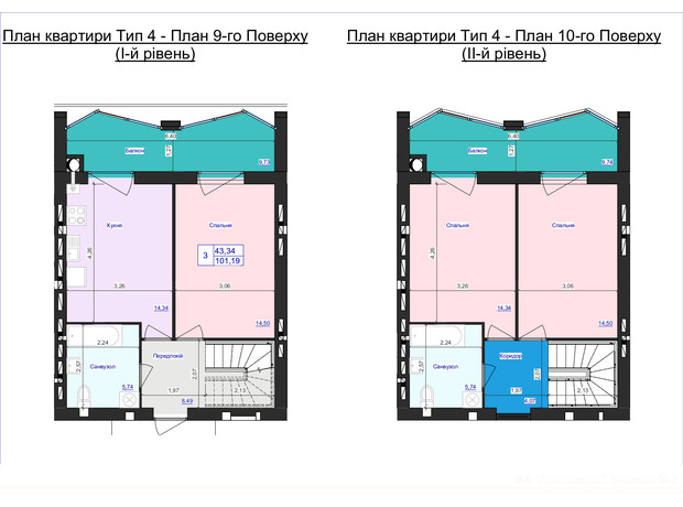 ЖК Аристократ: планировка 3-комнатной квартиры 101.19 м²