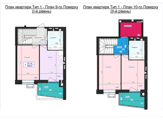 ЖК Аристократ: планування 3-кімнатної квартири 86.67 м²