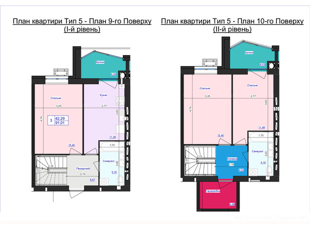 ЖК Аристократ: планування 3-кімнатної квартири 91.01 м²