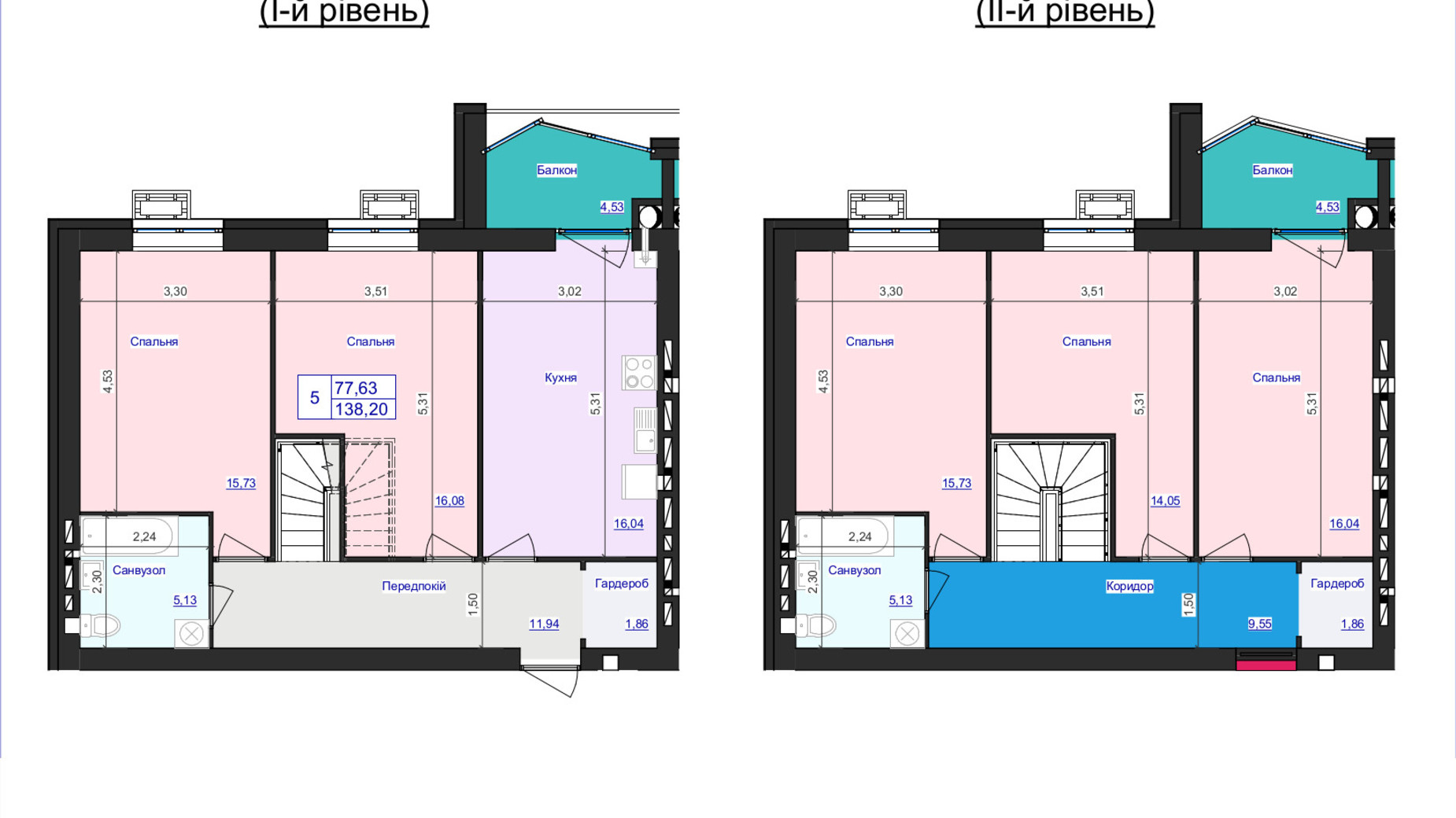 Планировка много­уровневой квартиры в ЖК Аристократ 138.2 м², фото 607984