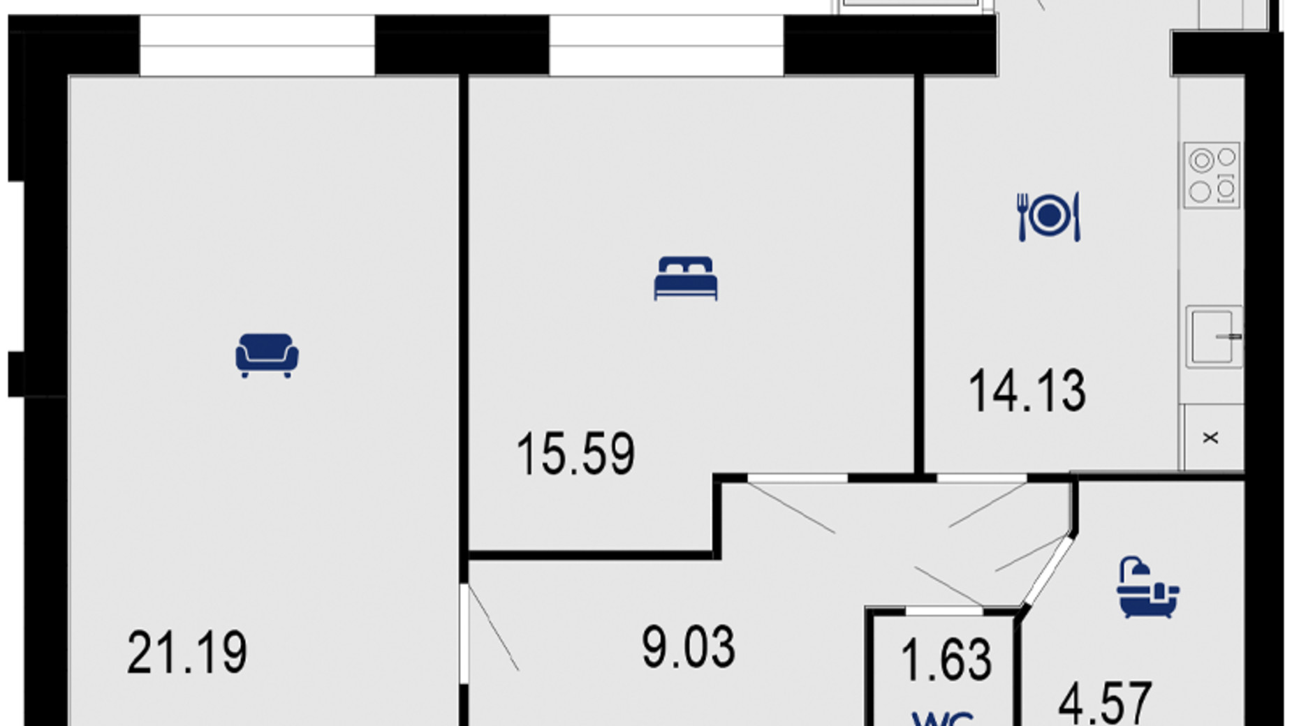 Планировка 2-комнатной квартиры в ЖК Семейный Comfort 67.58 м², фото 607997