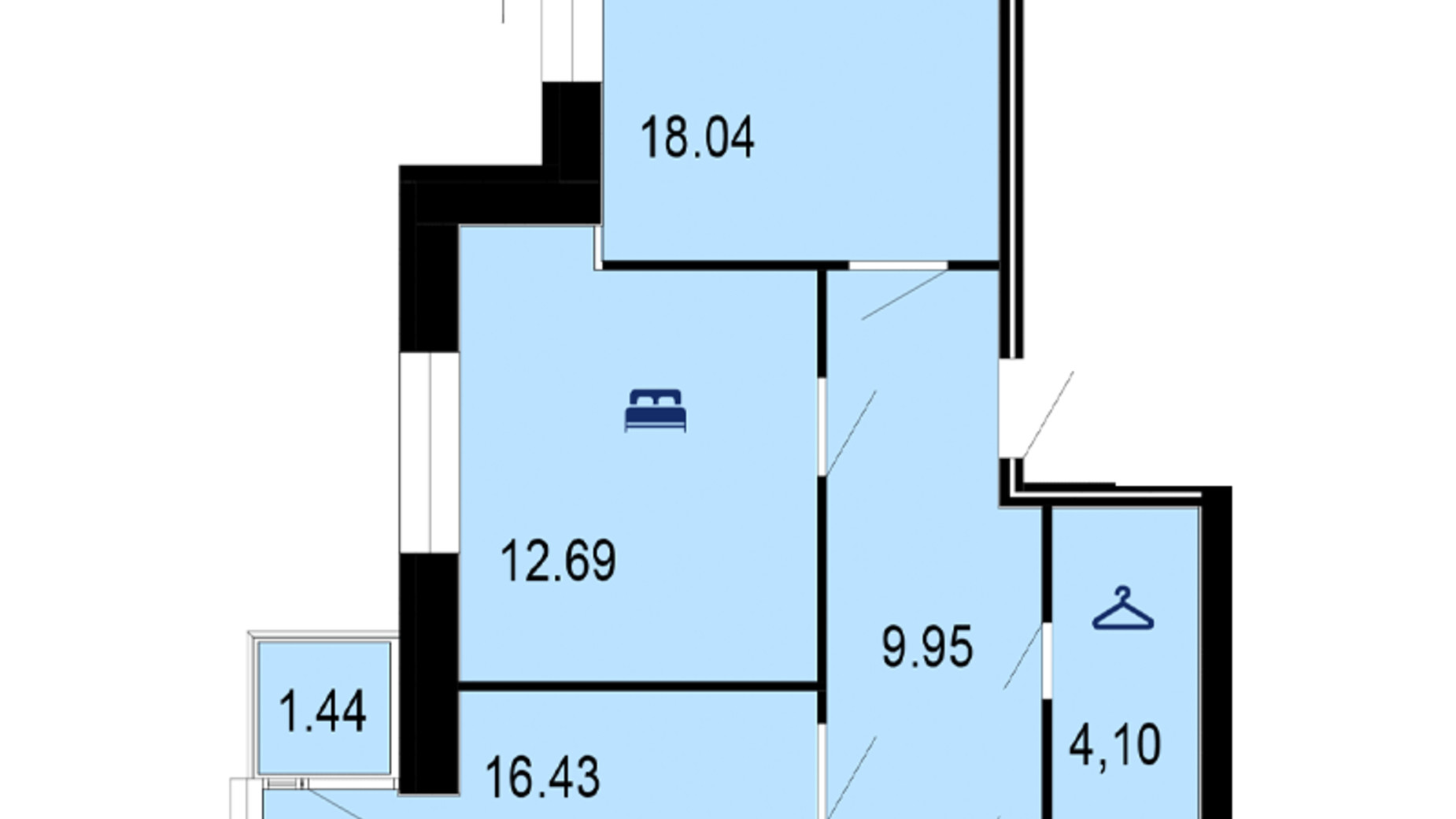 Планування 2-кімнатної квартири в ЖК Сімейний Comfort 69.14 м², фото 608002