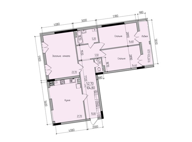 ЖК Comfort Hall: планировка 3-комнатной квартиры 103 м²
