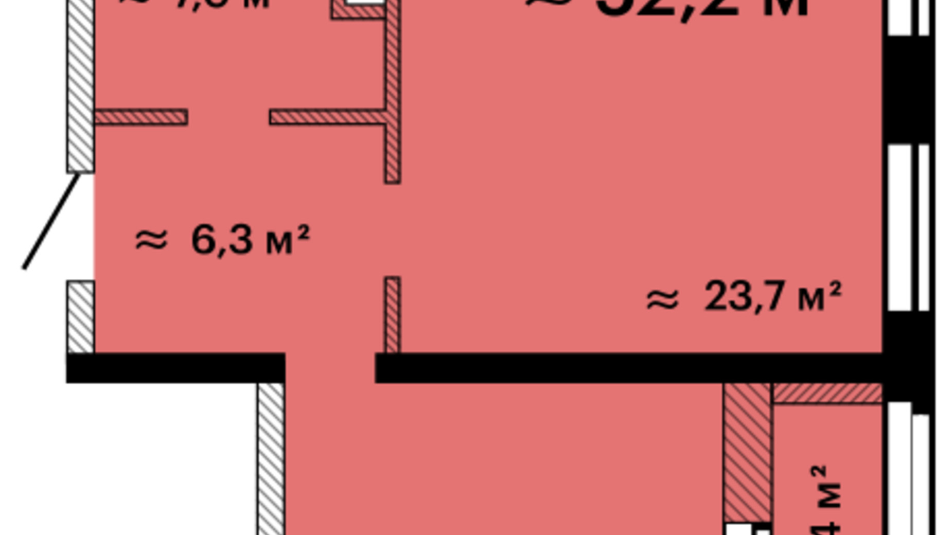 Планування 1-кімнатної квартири в ЖК Альтаїр-3 52.2 м², фото 608049