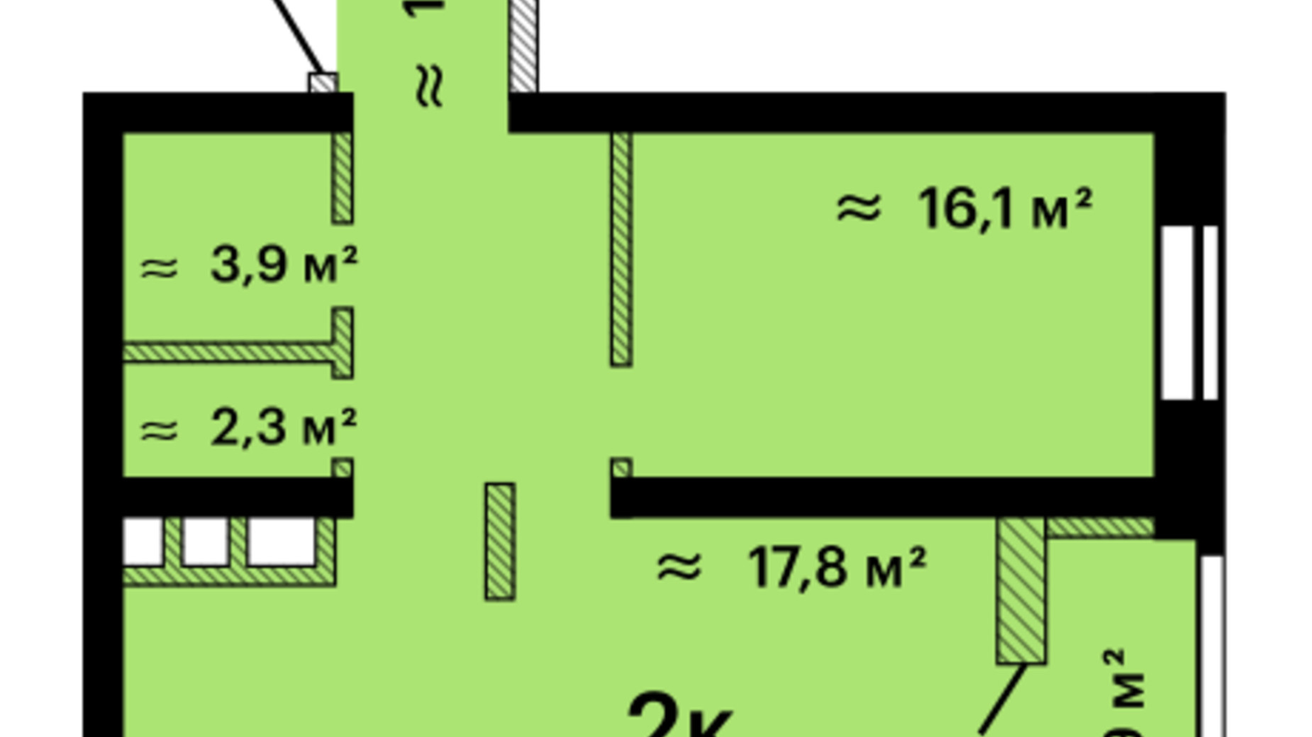 Планування 2-кімнатної квартири в ЖК Альтаїр-3 68.3 м², фото 608064