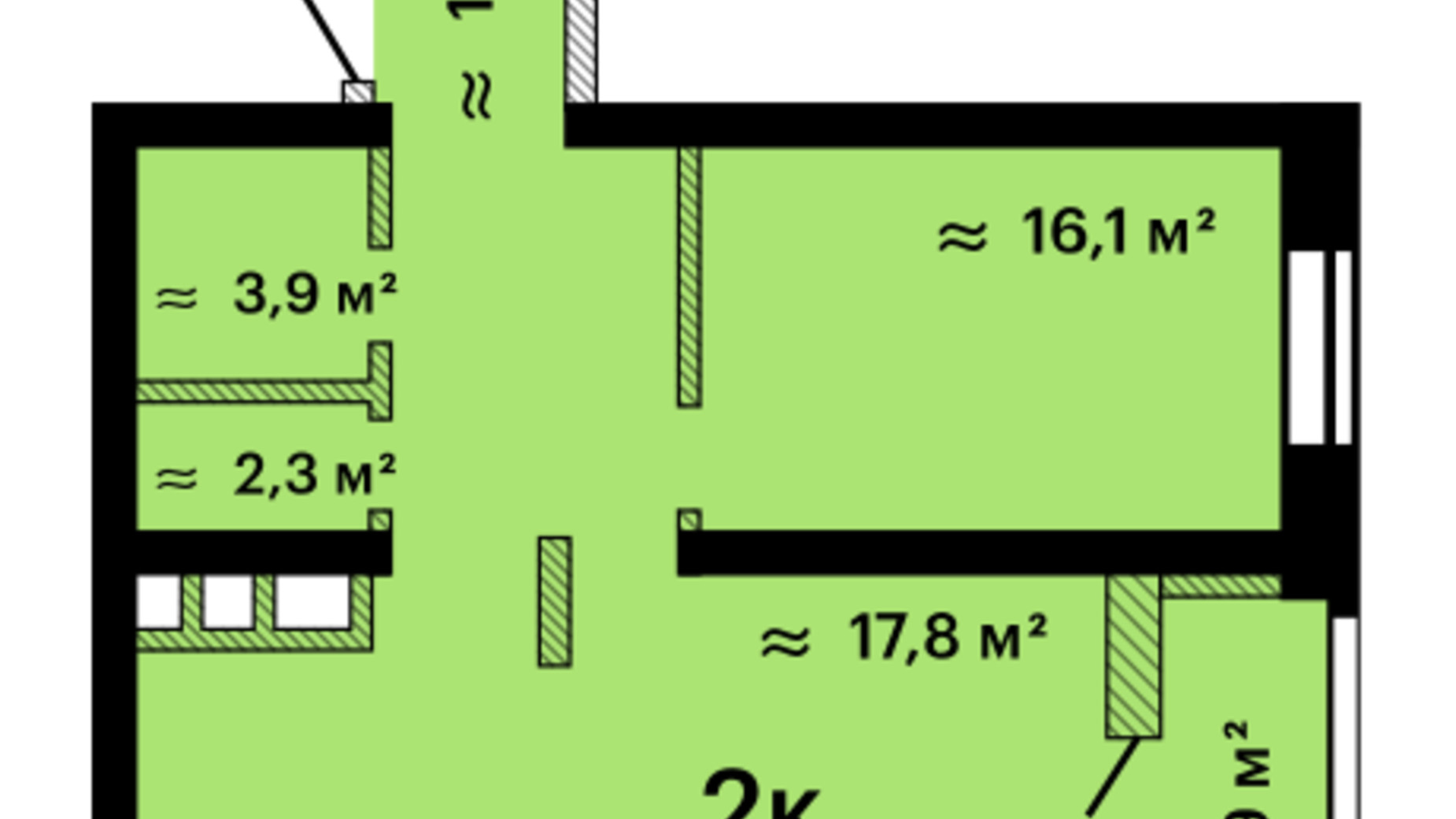 Планування 2-кімнатної квартири в ЖК Альтаїр-3 68.3 м², фото 608073