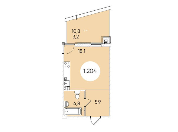 ЖК Грінвіч Парк: планування 1-кімнатної квартири 32.5 м²