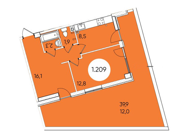 ЖК Гринвич Парк: планировка 2-комнатной квартиры 55.3 м²