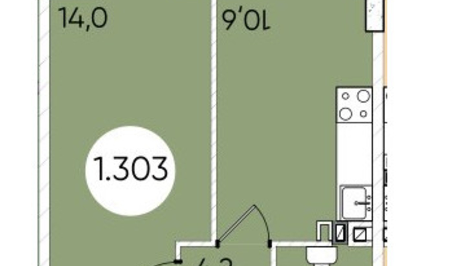 Планировка 1-комнатной квартиры в ЖК Гринвич Парк 38.9 м², фото 608160