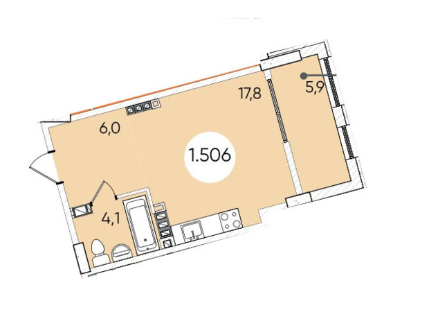 ЖК Грінвіч Парк: планування 1-кімнатної квартири 34 м²