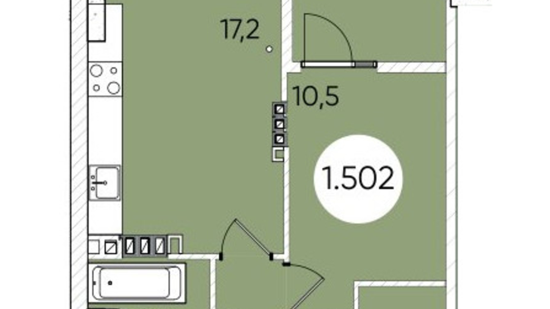 Планировка 1-комнатной квартиры в ЖК Гринвич Парк 46.1 м², фото 608166