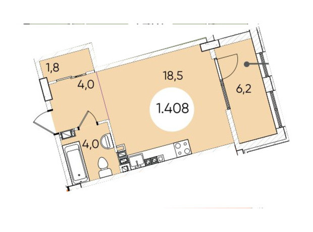 ЖК Гринвич Парк: планировка 1-комнатной квартиры 35 м²