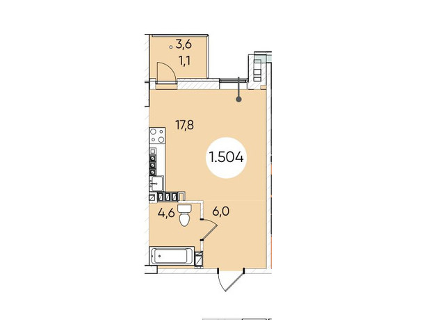 ЖК Гринвич Парк: планировка 1-комнатной квартиры 29.7 м²