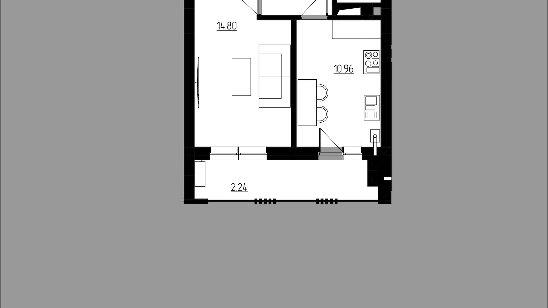 Планировка 1-комнатной квартиры в ЖК City Lux 43.75 м², фото 608183