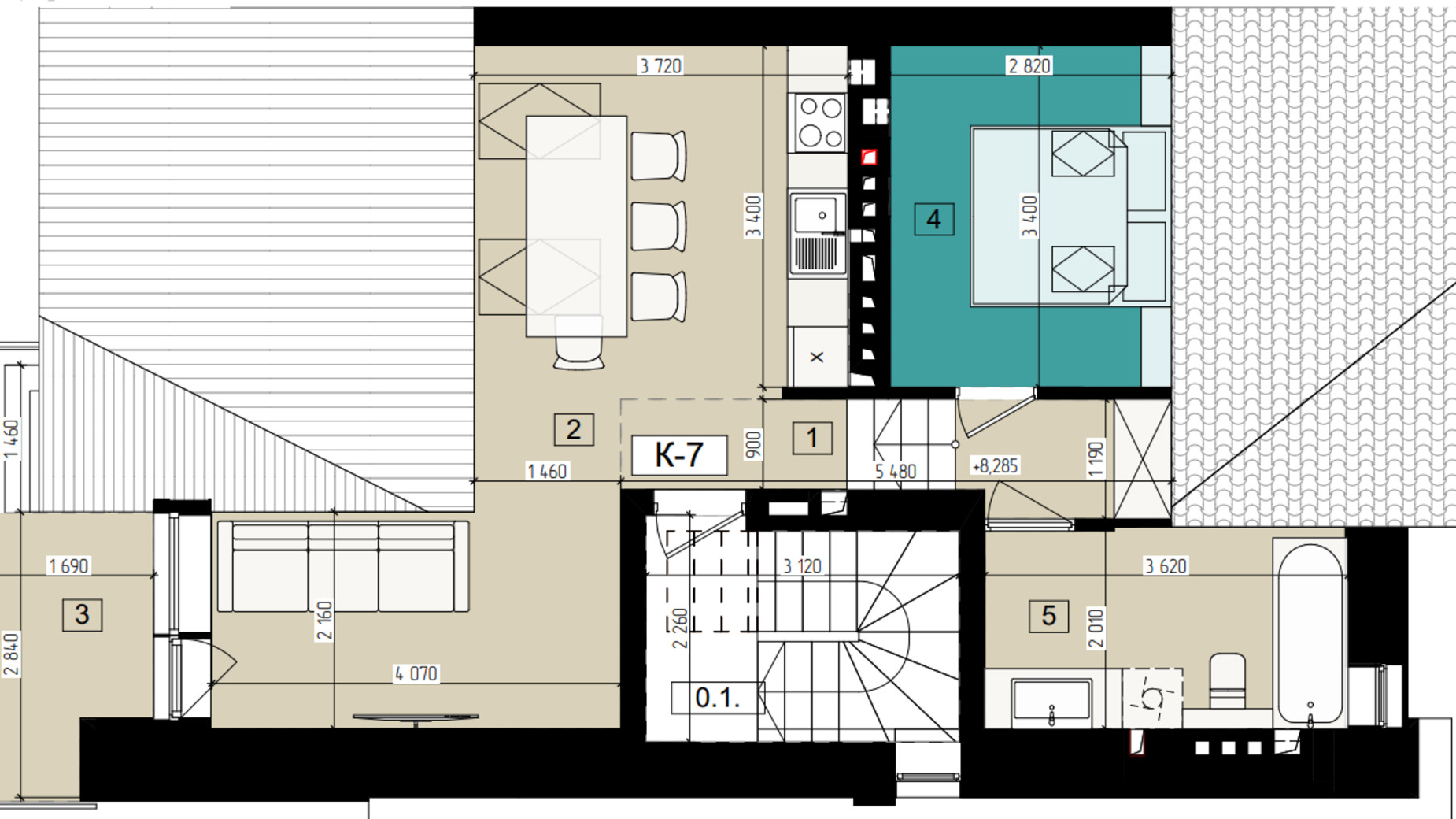 Планировка 2-комнатной квартиры в Клубный дом Club house 46.94 м², фото 608422