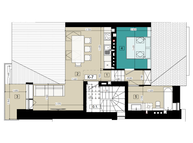 Клубный дом Club house: планировка 2-комнатной квартиры 46.94 м²