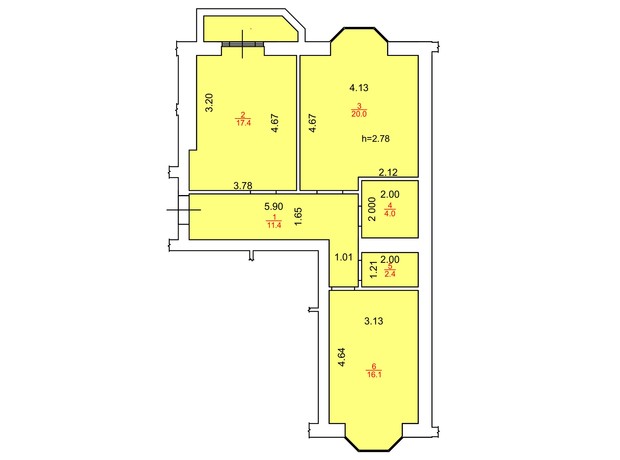 ЖК Monaco: планування 2-кімнатної квартири 72 м²