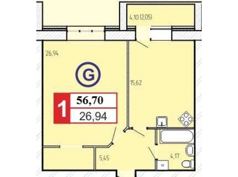 Планировка 1-комнатной квартиры в ЖК «777» 56.7 м², фото 60911 Планировка 1-комнатной квартиры в ЖК «777» 56.7 м², фото 60911