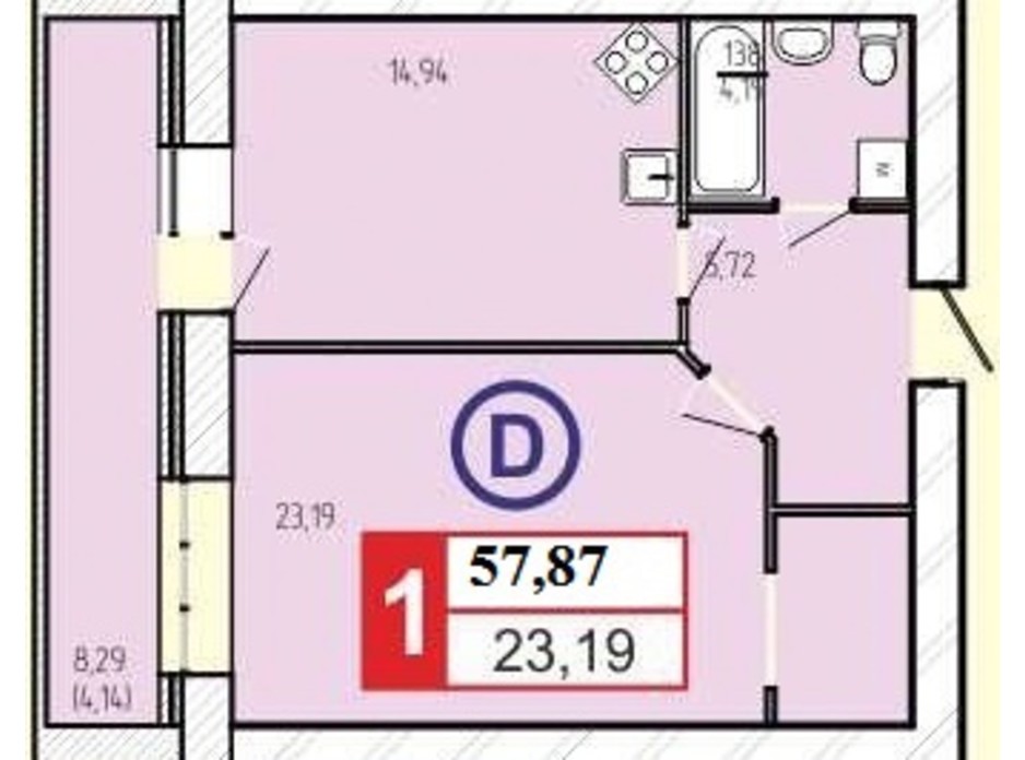 Планировка 1-комнатной квартиры в ЖК «777» 57.87 м², фото 60912 Планировка 1-комнатной квартиры в ЖК «777» 57.87 м², фото 60912