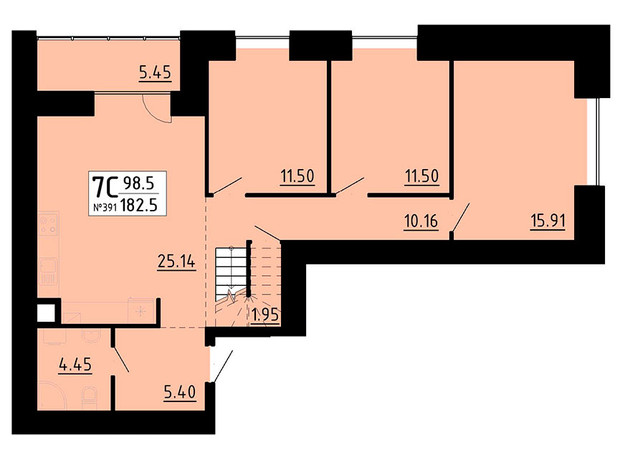 ЖК Кольоровий: планировка 7-комнатной квартиры 182.5 м²