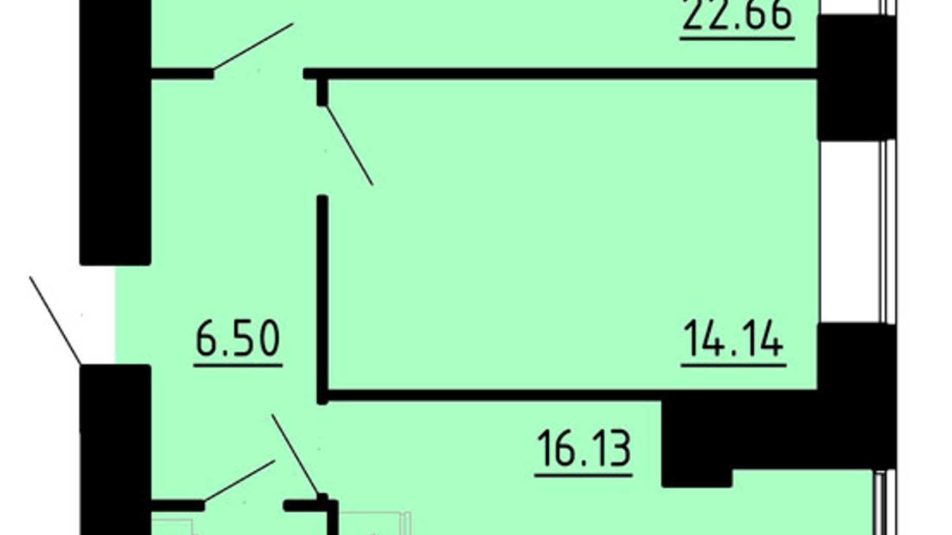 Планування 2-кімнатної квартири в ЖК Кольоровий 63.8 м², фото 609514