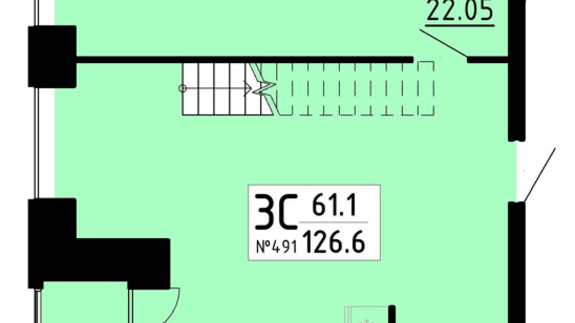 Планування багато­рівневої квартири в ЖК Кольоровий 126.6 м², фото 609520