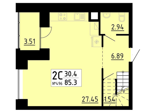 ЖК Кольоровий: планування 2-кімнатної квартири 85.3 м²