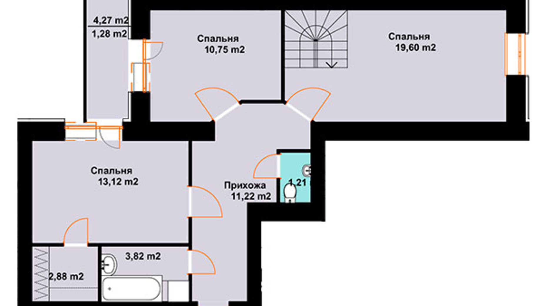 Планировка много­уровневой квартиры в ЖК Бавария 128.3 м², фото 609550